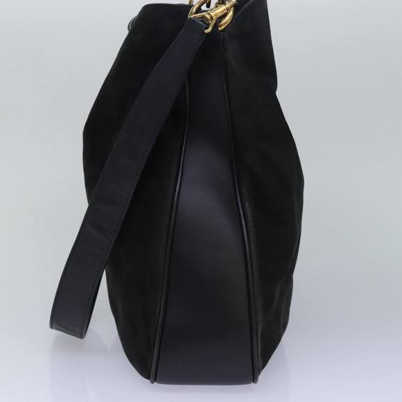 GUCCI Bamboo Hand Bag Suede 2way Black 001 14 1577 Auth yk13644 - Picture 4 of 16